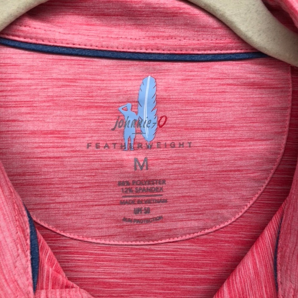 Johnnie-O Polo Shirt Mens Medium Azalea Pink Huron Featherweight Preppy Golf - Picture 2 of 9